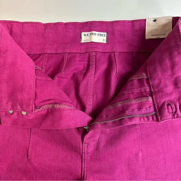 We The Free Jayde Super High Rise Flare Jeans Retro Inspired Raspberry Size 31 - Image 9