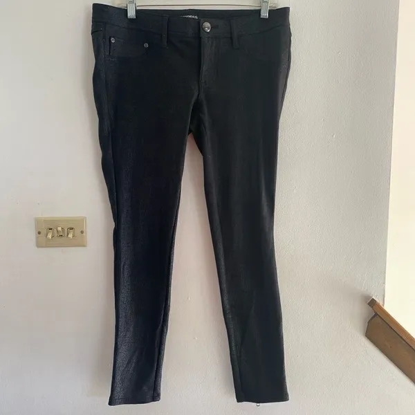 Express Faux Leather Coated Skinny Ankle Zip Pants Black Size Medium - Image 14