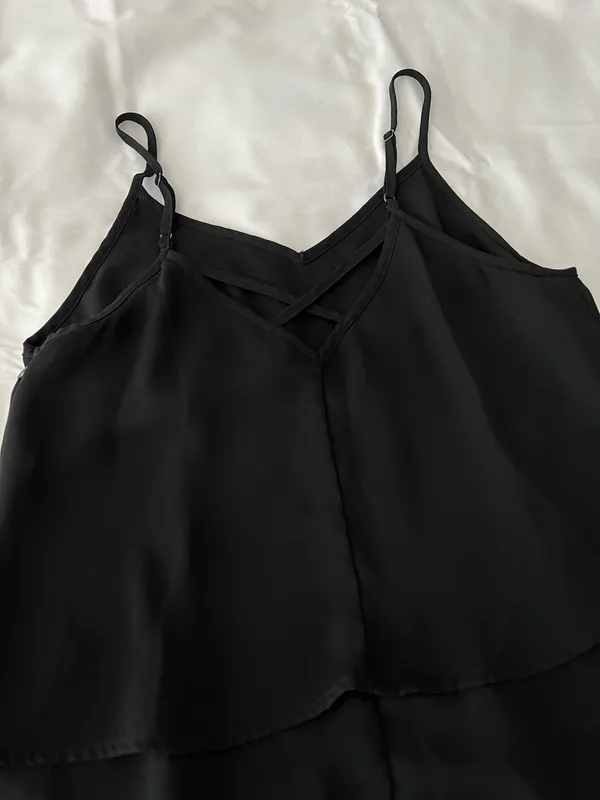 Black Layered Flowy Tank - Image 6