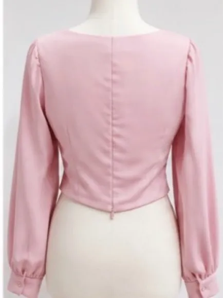 ASTR The Label Blush Pink Satin Square Neck Puff Sleeve Romantic Coquette Size M - Image 7