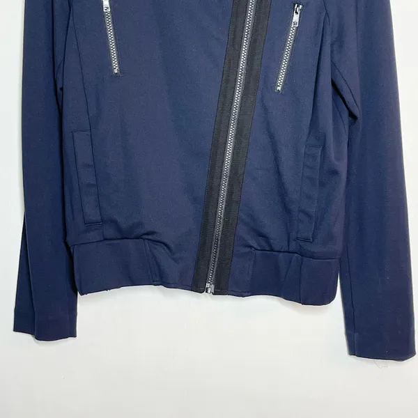 CAbi Moto Chance Jacket Women's‎ Size Small Navy Blue Asymmetrical Zipper - Image 6