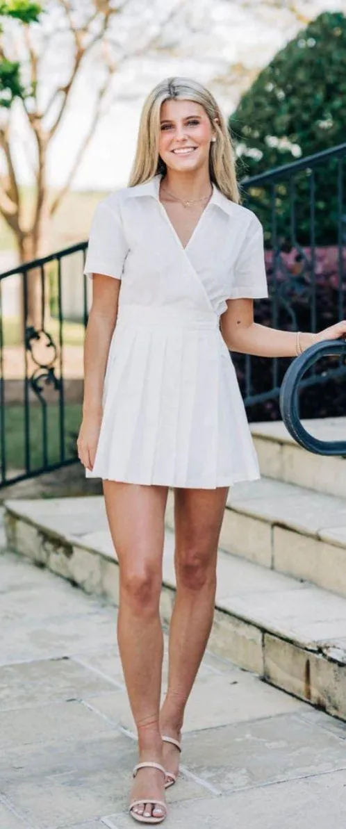 Sofie The label Pleated White Romper Dress Size L - Image 2