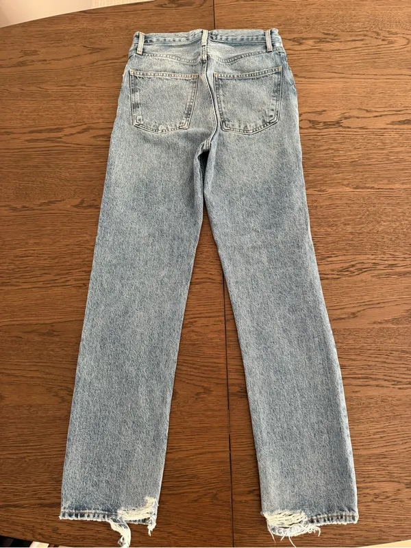 Agolde Light Blue Straight Leg High-Rise Jeans with Button-Fly - Image 2