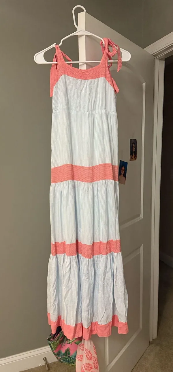 Blue and pink maxi dress summer dress Size XS - Image 2