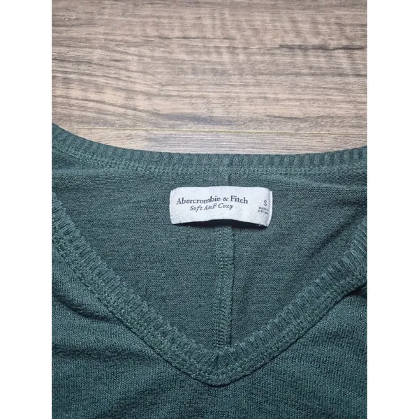 Abercrombie & Fitch Dark Teal V-Neck Long Sleeve Top - Image 3