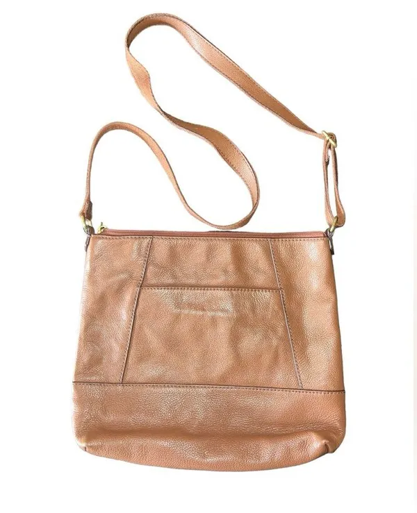 Fossil Brown Leather Shoulder Bag Adjustable Strap - Image 2