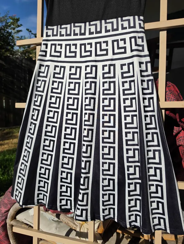 Dress with Black Greek Key Trim Small - Image 6