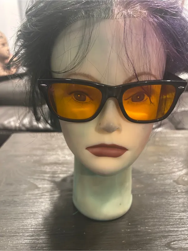 Black Frame Sunglasses with Amber Lenses unisex - Image 2