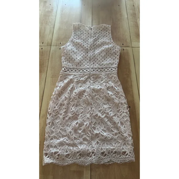 Ever After Blush Pink Floral Lace Crochet Sleeveless Mini Dress Women's L‎ - Image 5
