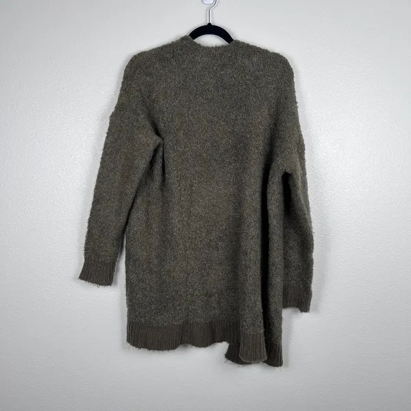 Aerie Women Green Knit Open Front Cardigan Sweater XS/S Longline Textured Pocket - Image 6