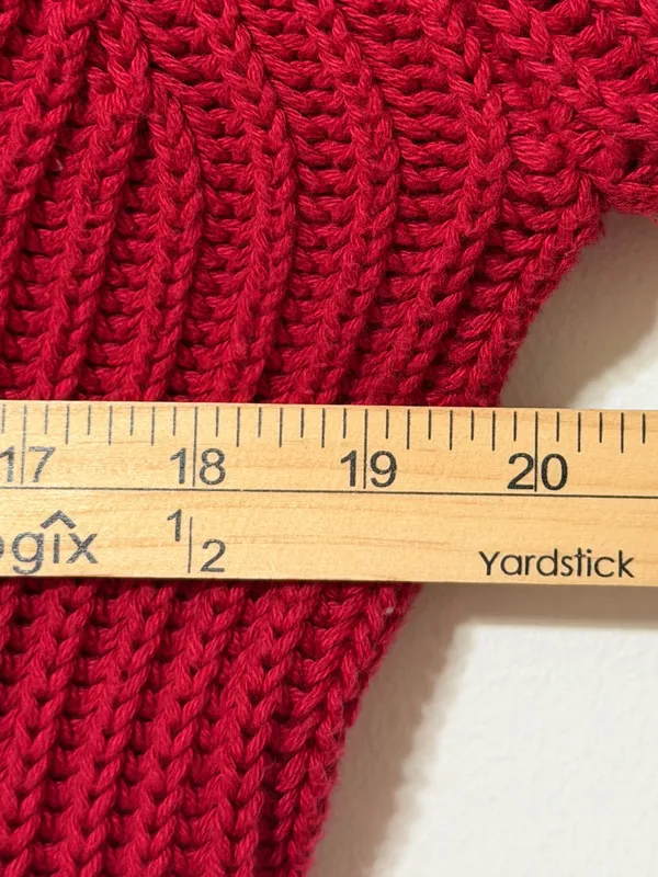J. CREW Heritage Cotton Fisherman Crewneck Sweater Red Size Medium Fall Winter - Image 7