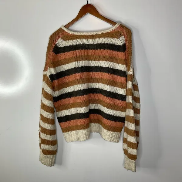 Madewell Balloon-Sleeve Pullover‎ Sweater in Stripe Mix Size Large - Image 4