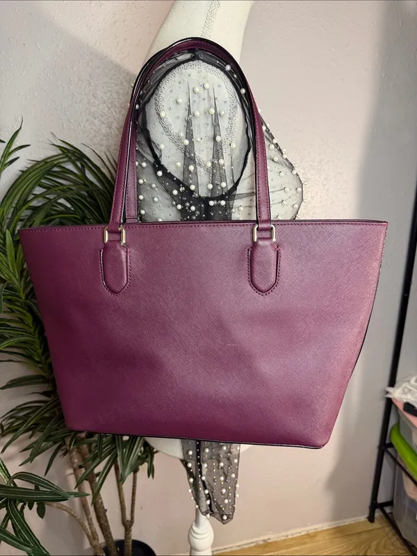 kate spade plum saffiano tote in deep berry - Image 5
