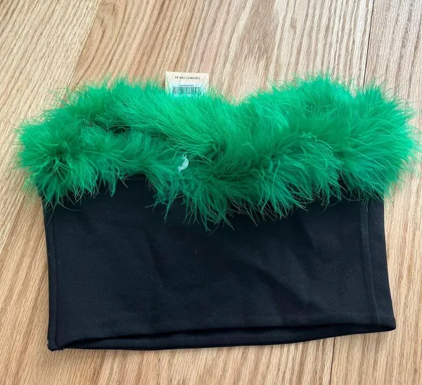 Tiger Mist Green Black Fluffy Tube Top - Image 6