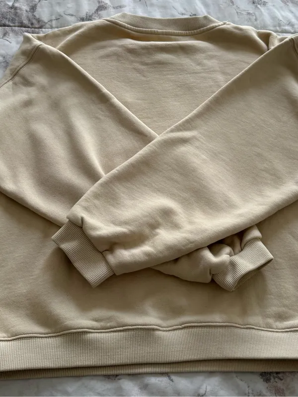 Parade Beige Embroidered Crewneck 100% cotton Sweatshirt, size M loungewear - Image 11