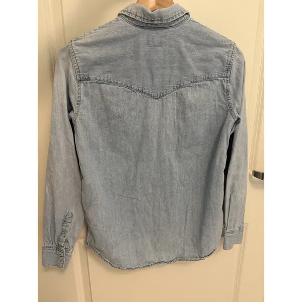 Levi's Western Cotton Blue Denim Button Down Shirt Pearl Buttons Festival - Image 2