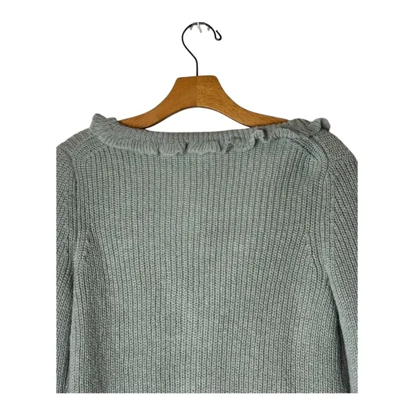 Boden Sweater Women 6 Green Sage Ruffled V Neck Button‎ Cardigan Boho Preppy NWT - Image 6