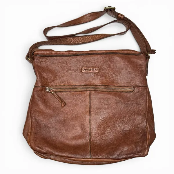 Marta Ponti Brown Woven Soft Leather Shoulder‎ Bag Boho Italian Style Satchel - Image 2