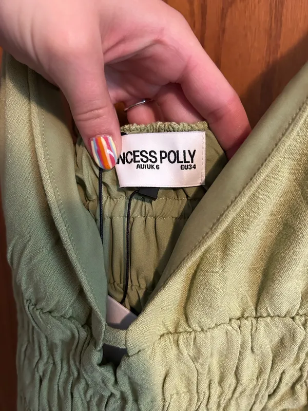 Green Princess Polly Mini Dress Sage - Image 3
