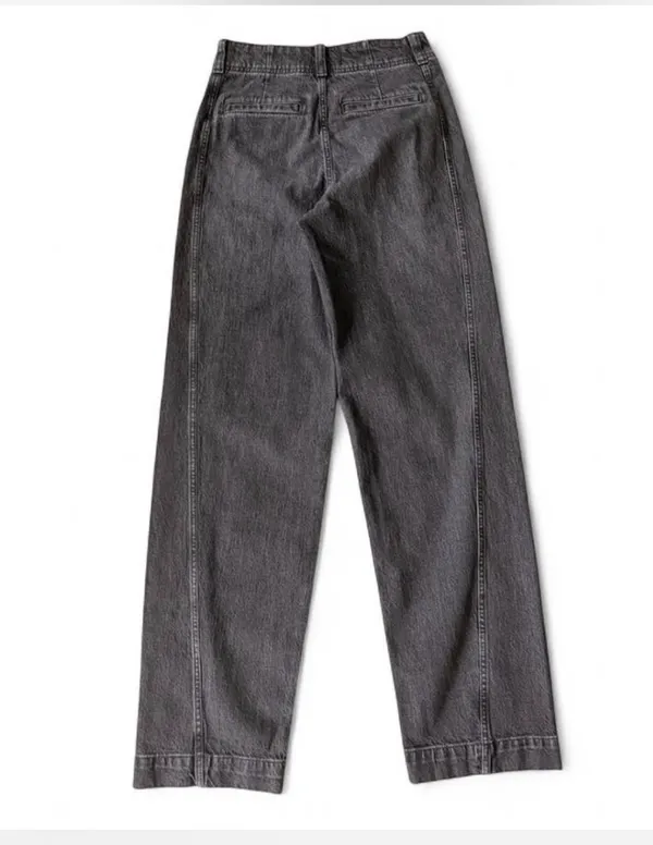 Madewell Women's Denim Tapered Trousers Button Zip Flat Front Size 24 - Image 4