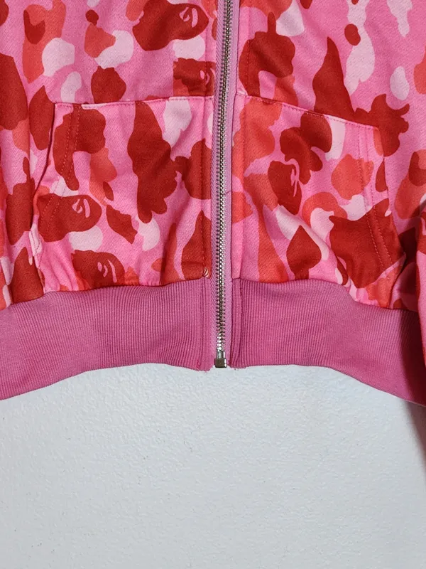 Meysi Kim Pink Camouflage Cropped Hoodie Jacket Size Large - Image 3