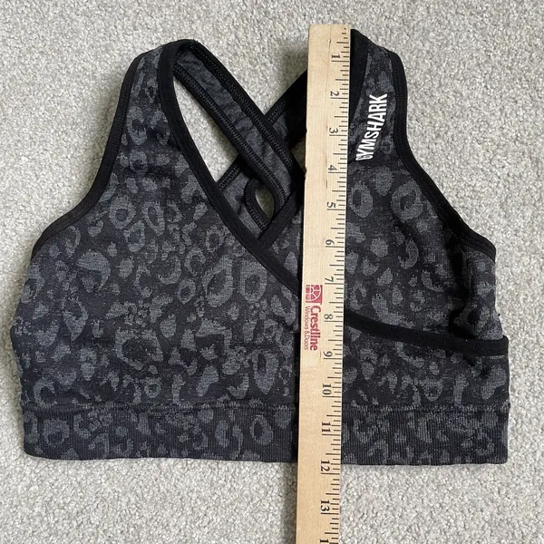 Gymshark Sports Bra Athletic Supportive Black Cheetah Print Cross Back Women's M - Image 11