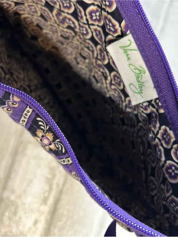 Vera Bradley Calypso Quilted Purple Floral-Paisley Shoulder Bag - Retired Print - Image 3