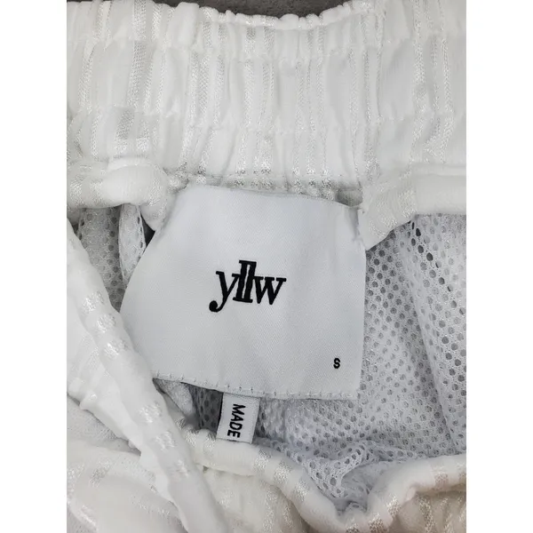 YLLW Snap Tearaway Track Pants Womens S White Striped Patch Sporty Streetwear - Image 4