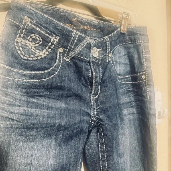 Seven7 Y2k Thick Stitch Jeans Womens 26 skinny stretch denim‎ Low Rise - Image 5