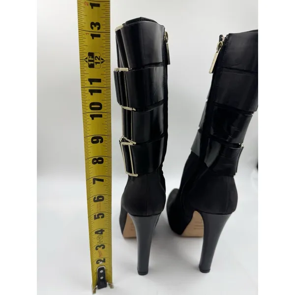Herve Leger Runway High Heel Boots Suede/Leather Black 35.5 EU 5 US - Image 14