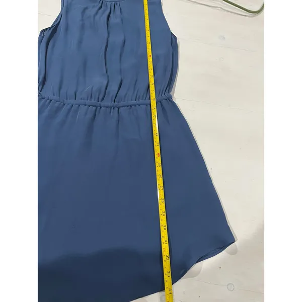 Babaton Silk Dress Sleeveless Drawstring Waist‎ Casual Blue Size S - Image 9