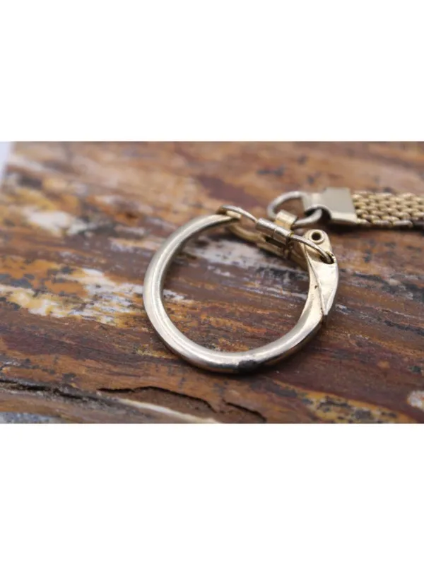Turquoise Nugget Keychain With Gold-Tone Ring & Mesh Chain Unique Handmade Gift - Image 3