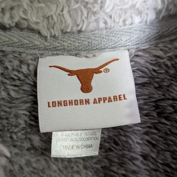 Texas Longhorns Sherpa Fleece Zip Vest Gray Size Small - Image 3