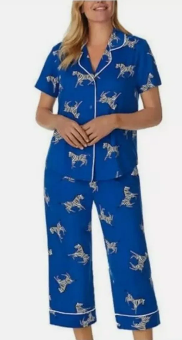 Room Service Cobalt Zebra Pajama Set Blue - Image 3