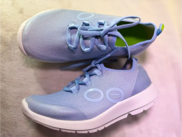 OOFOS Light Blue Knit Slip-On Women's Sneakers - Image 5