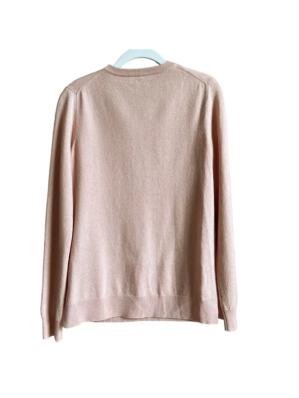 Tory Burch Pale Pink 100% Cashmere Crewneck Sweater Size Small Luxury Minimalist - Image 2