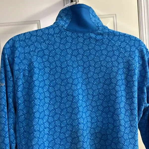Columbia Women’s Blue Mock Neck Zip Up Long Sleeve Abstract Pattern Pullover- Lg - Image 9