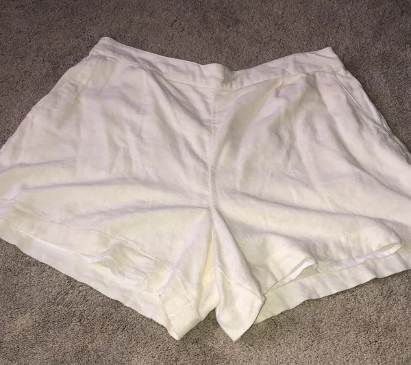 Abercrombie Cream Linen Shorts Large - Image 11