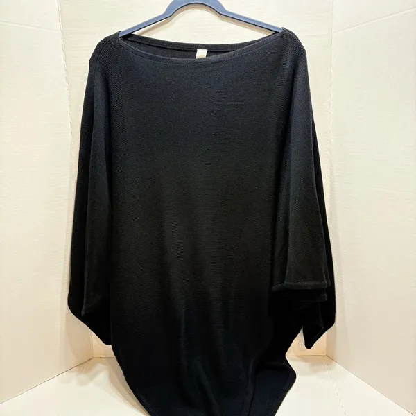 Lululemon Forward Flow Poncho Black One Size OS Cashmere Blend Batwing Sweater - Image 2