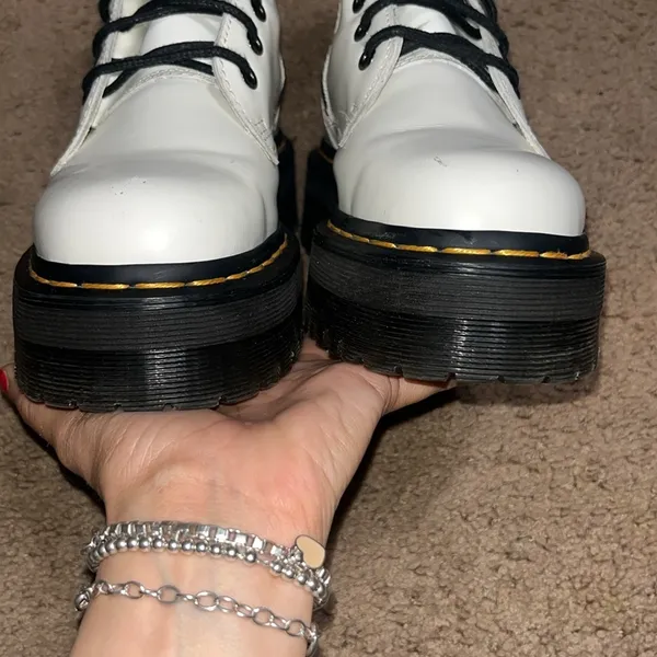 Dr. Martens Jadon Platform Boot 8-Eye Polished Smooth Leather White‎ 6 - Image 11