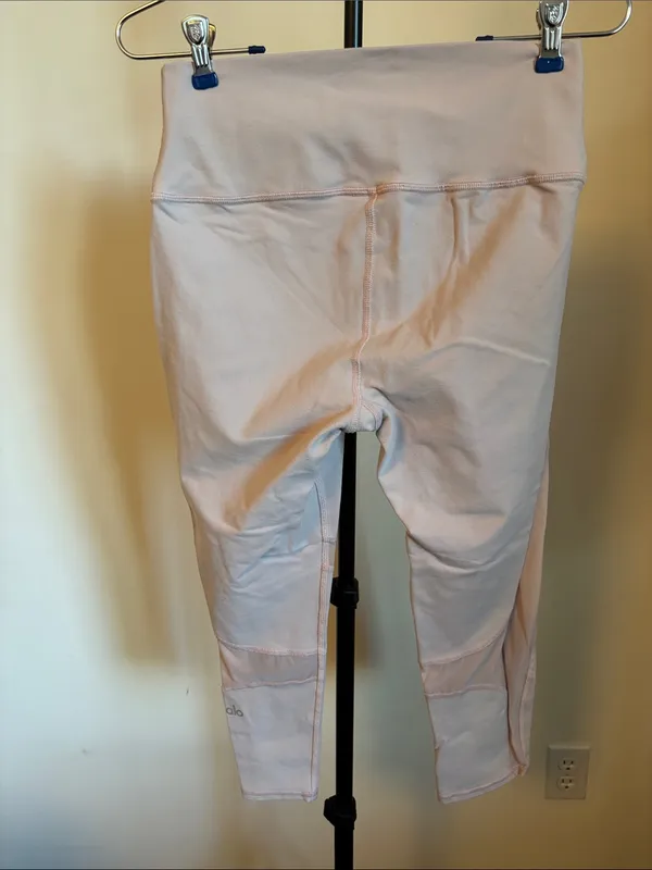ALO Yoga Pale Pink High-Rise Mesh-Panel Leggings - Image 3