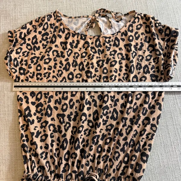Leopard Print Romper Women Medium Brown Tan Animal‎ Print Short Sleeve Jumpsuit - Image 5