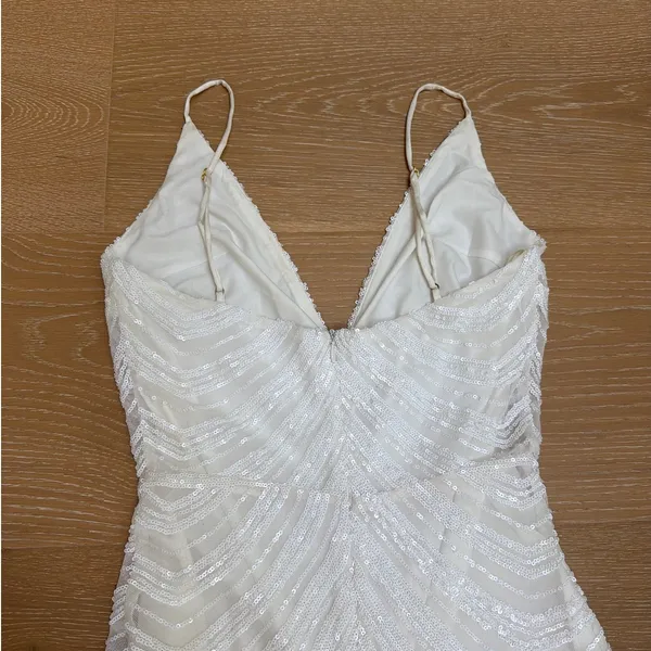 No Brand Beaded Maxi Dress Gown Bridal Size S White - Image 5