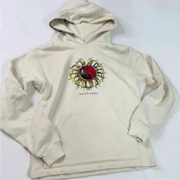NEW MADHAPPY limited edition ying yang cream hoodie size S‎ - Image 4