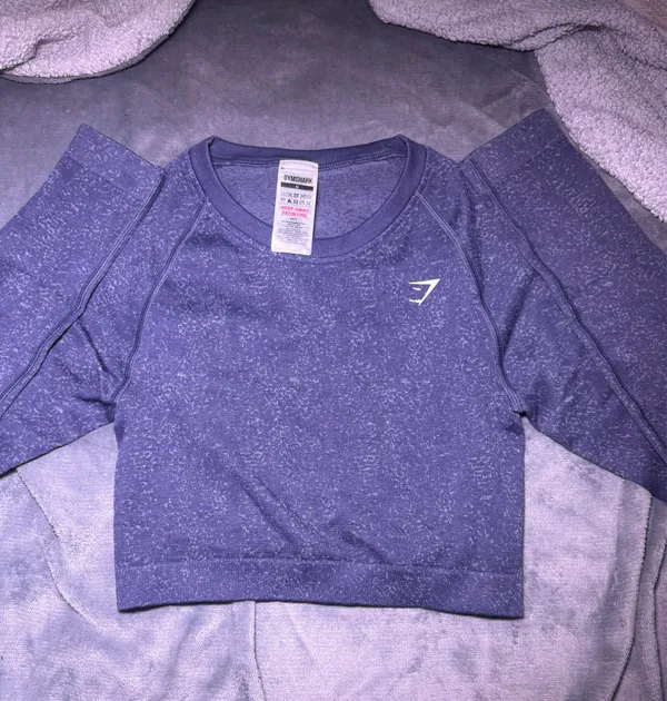 Gymshark Purple Adapt Fleck Seamless Long Sleeve Crop Top - Image 2