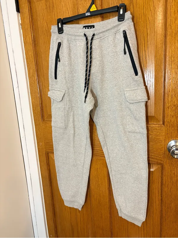 Women's Light Gray Drawstring Jogger Pants Size M - Image 2