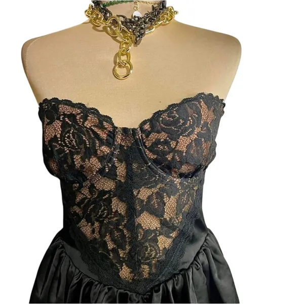 House of CB J’adore black lace and satin mini dress Size XS - Image 5