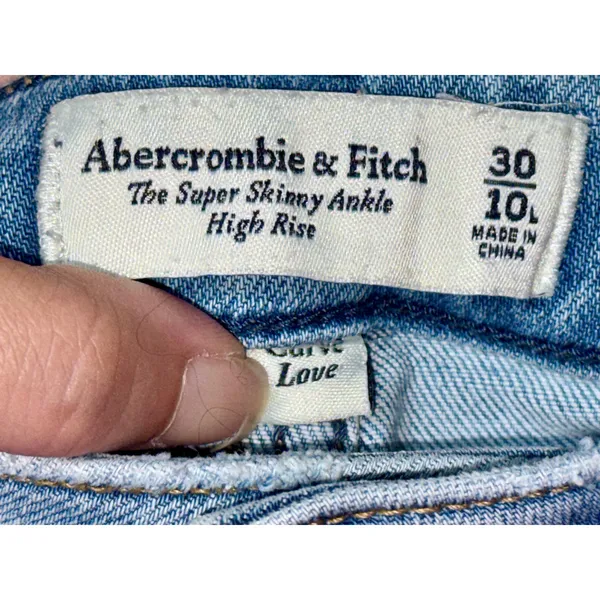 Abercrombie & Fitch Curve Love Super Skinny Ankle High Rise Blue Jeans Sz 30 10 - Image 3