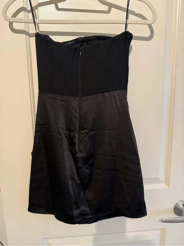 Lulu's Black Strapless Satin Cocktail Dress - Image 4