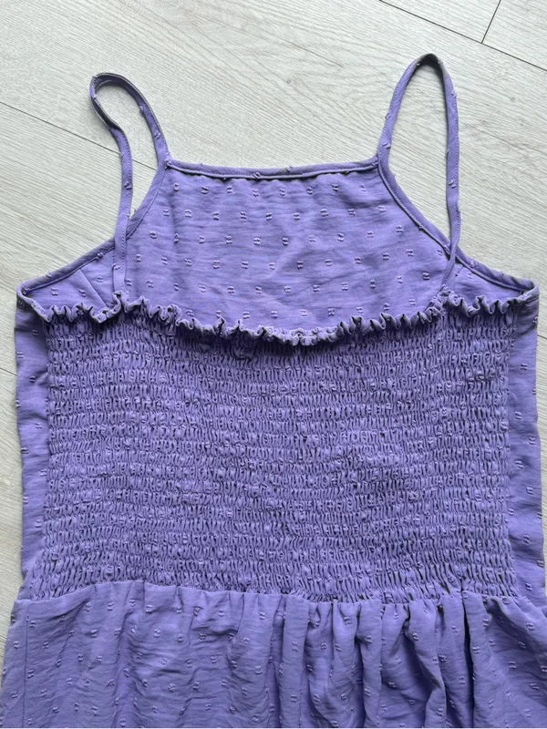 Senina, Lilac Tiered Linen blend Maxi Dress with Spaghetti Straps - Image 3
